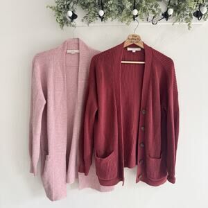 Loft Bundle Of 2 Long Cardigan Red/pink Medium PB
